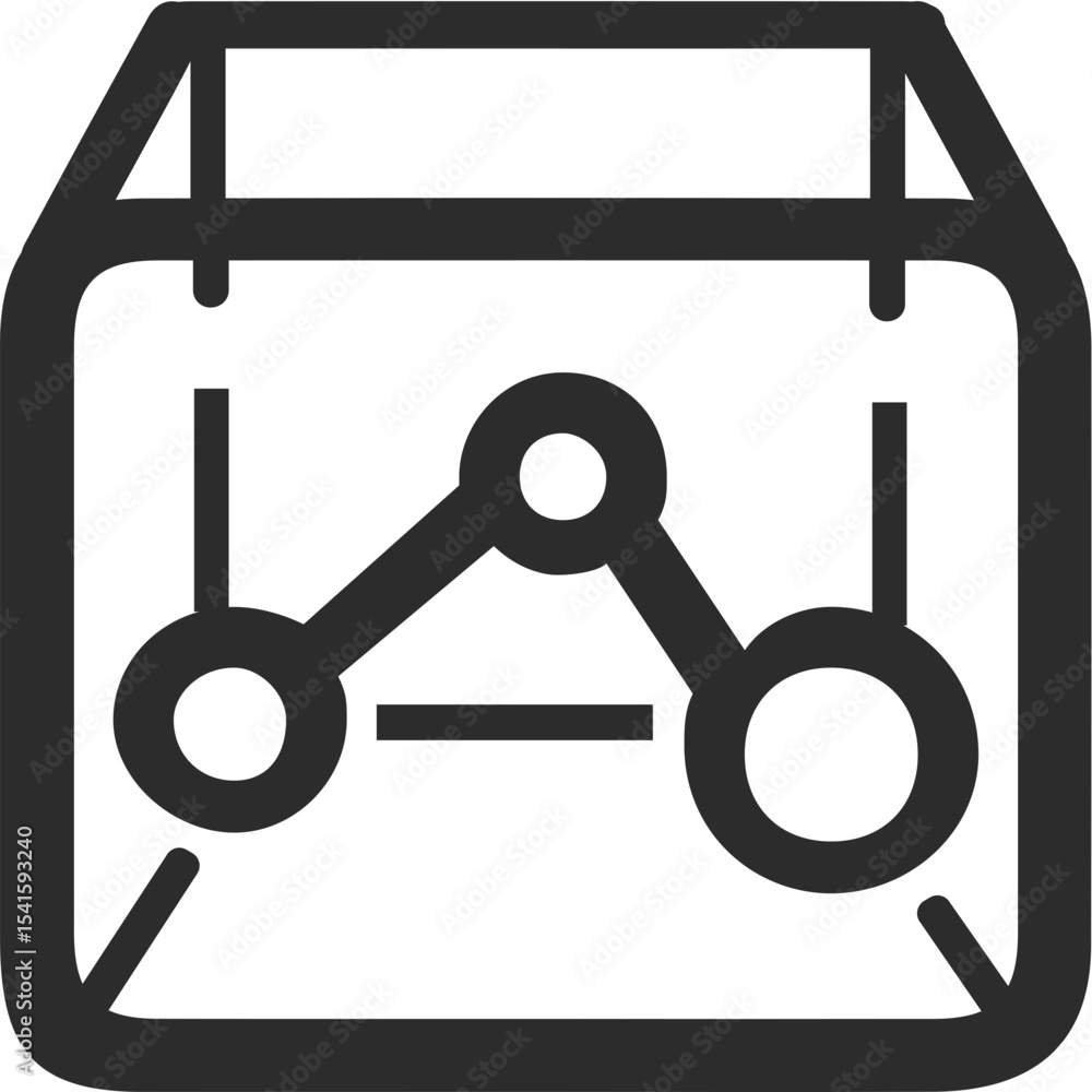 Poster illustration of a framed graph with circles and lines depicting data and analysis in a square shape