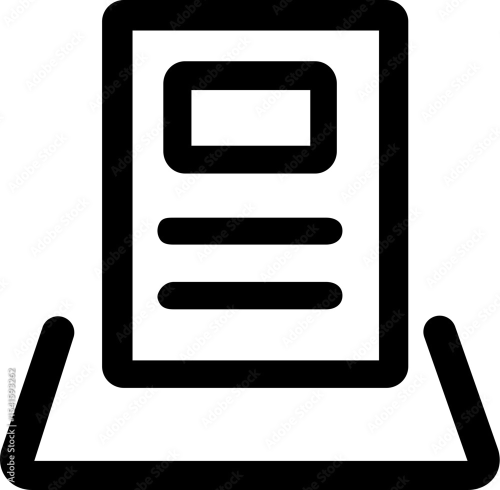 Poster black and white icon of a sign with a rectangle on top and three horizontal lines below it on a stan