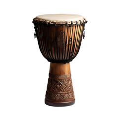 Detailed view of a traditional wooden hand drum.