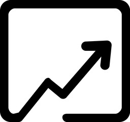 Illustration of a square containing a line graph with an arrow pointing upwards to the right