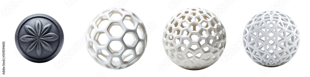 Poster a collection of abstract ceramic geometric objects and patterns