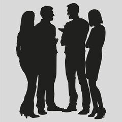 Four Black Silhouettes People Casual Conversation people silhouettes