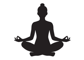 meditation and yoga logo design silhouette vector, yoga logo icon design silhouette vector, black silhouette logo yoga, yoga pose silhouette vector logo on white background	