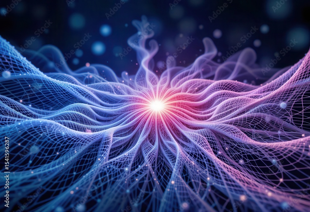 Fototapete vibrant abstract background with dynamic waves and glowing center for computer screens