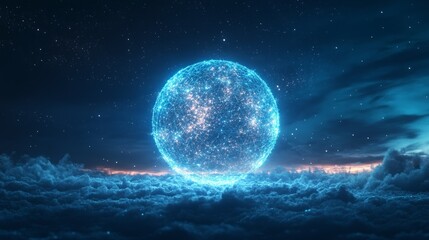 Abstract background with digital sphere in space. Useful for technological and scientific presentations.