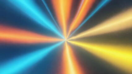 Showing radial burst converging at center in void, pulsing orange and blue light rays - Powered by Adobe