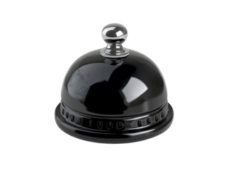 Polished black serving bell, silver accents