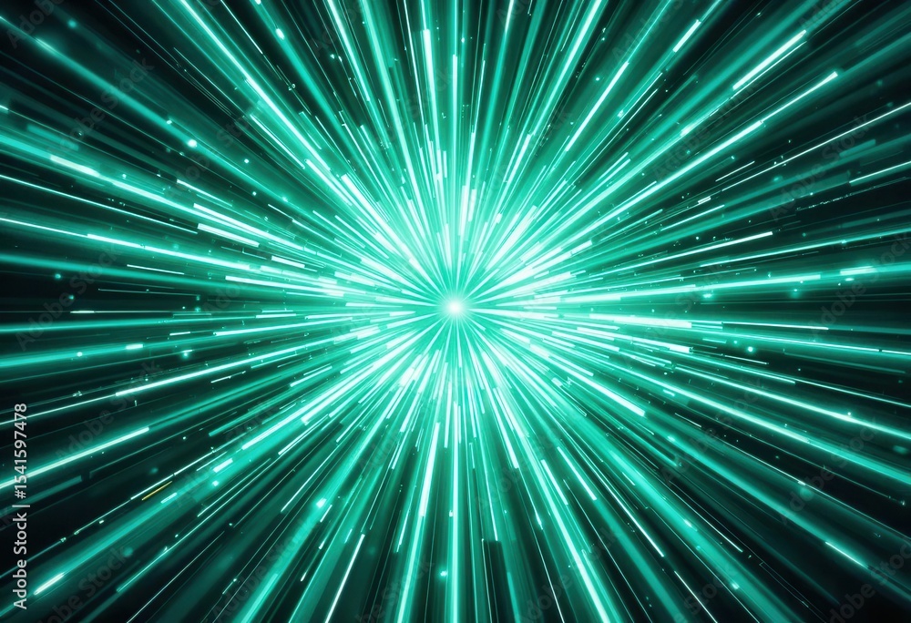 Fototapete Bright green light bursts create dynamic backgrounds for computer monitors and digital art