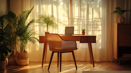 Fototapeta premium Cozy Room with Table and Armchair