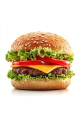 Delicious cheeseburger fast food restaurant food photography clean background close-up culinary delight