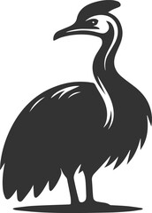 Vector bird cassowary black drawing animal silhouette