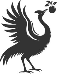 Vector bird cassowary black drawing animal silhouette