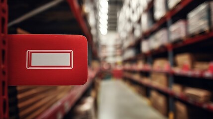 Red warning label on packaged product with bold text, symbolizing safety alert and consumer protection, product hazard caution sign for commercial goods.