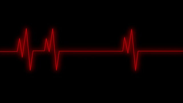 Neon Heartbeat or pulse. Vector illustration. bright line of heart rate. Heart pulse graphic. Neon heartbeat cardiogram
