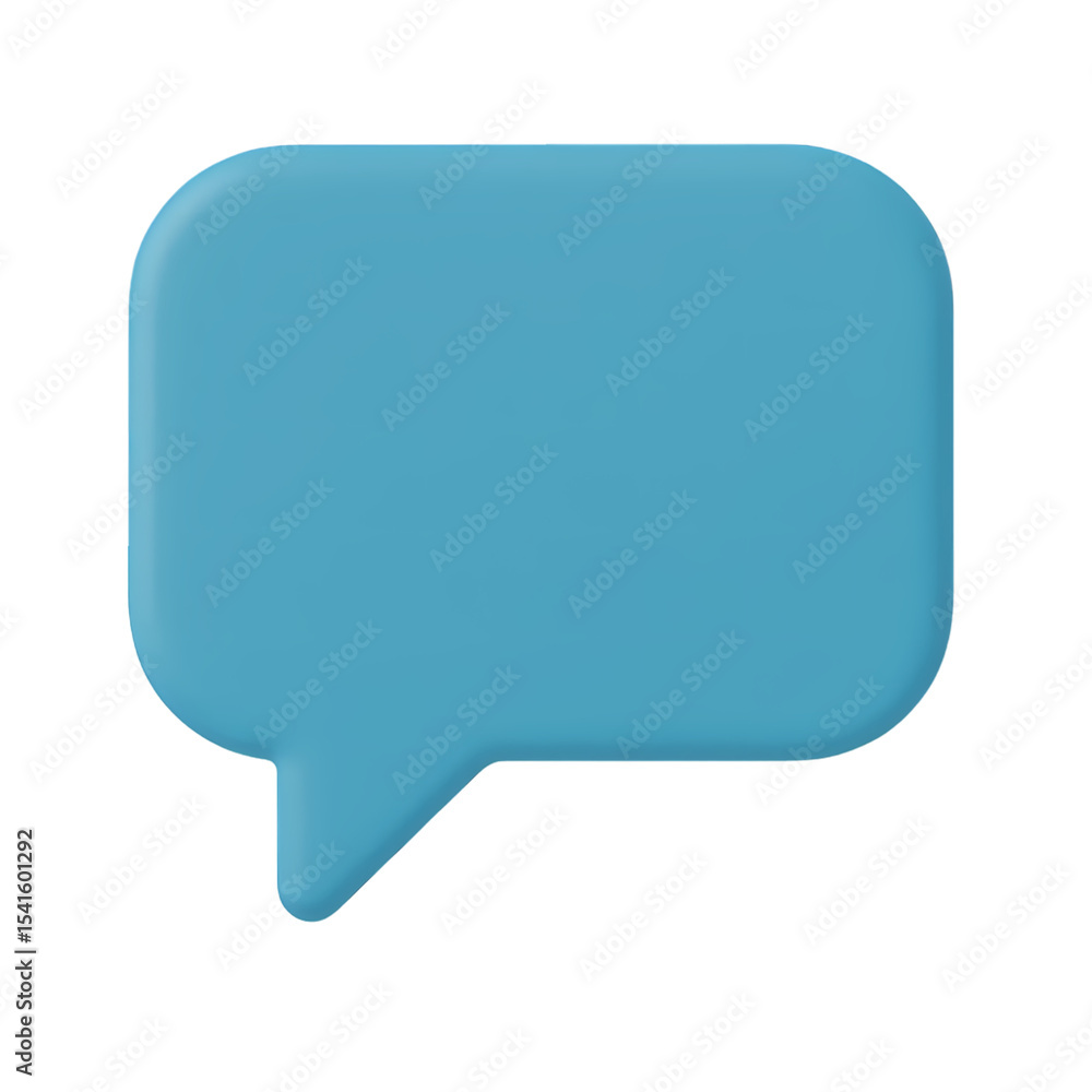 Wall mural 3d empty chat bubble icon. clean and minimal symbol for messaging apps, placeholder text, or customi