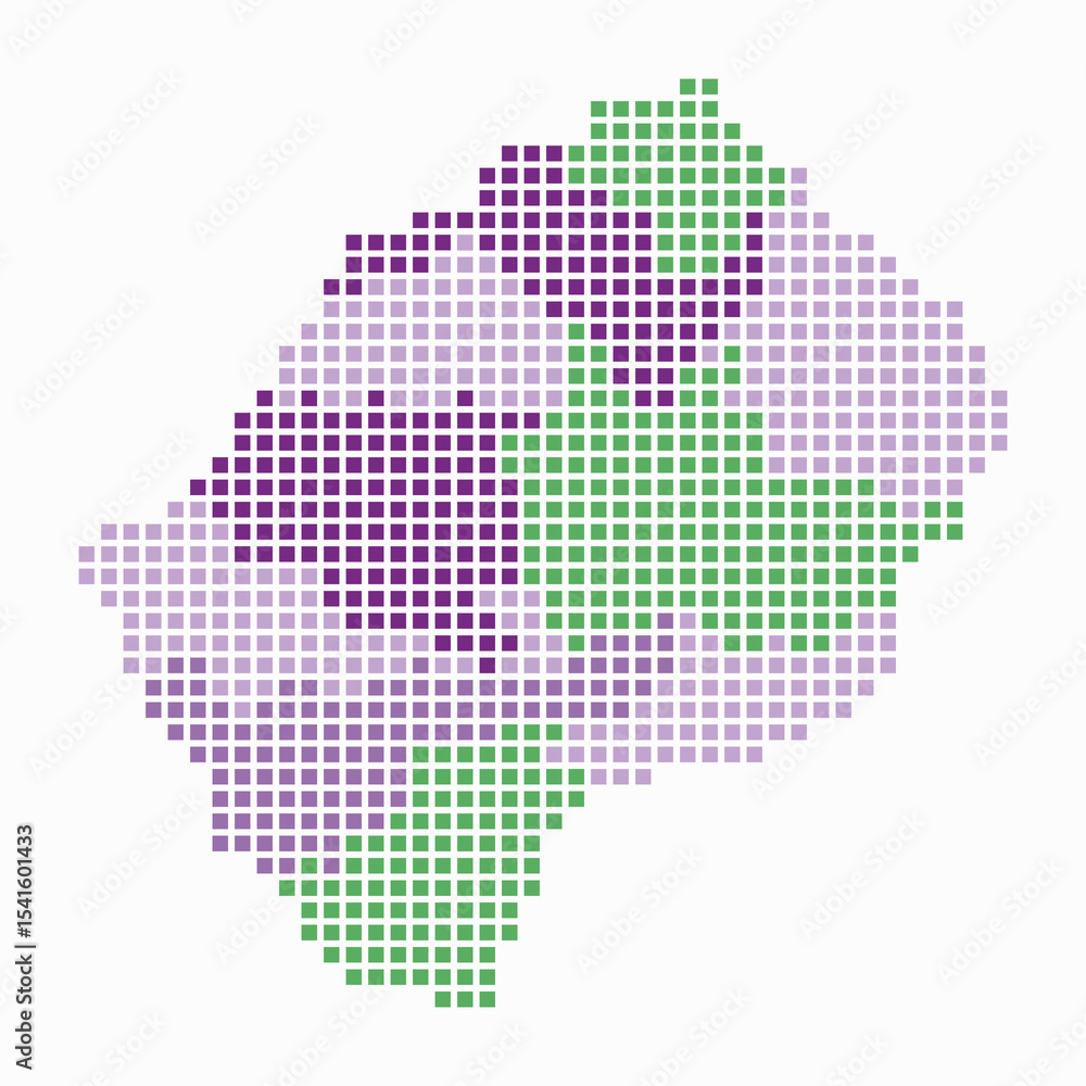 Poster lesotho dotted map. digital style map of the country on white background. lesotho shape with square 