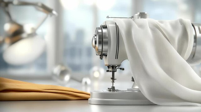 Apparel detail: seamstress precision, textile motion, tailoring creation, fabric movement, thread focus, pattern effort, clothing expertise, garment formation, designer care, fashion process