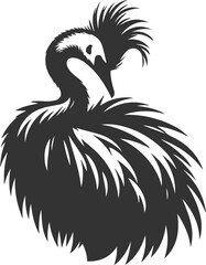 Vector bird cassowary black drawing animal silhouette
