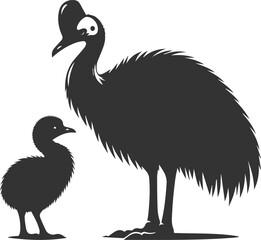 Vector bird cassowary black drawing animal silhouette