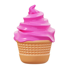 3d Strawberry Ice Cream Cone illustration