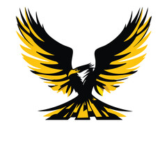 Modern Abstract Yellow and Black Eagle Design