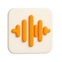 3D audio waveform icon in orange on a white background. Clean and modern symbol for podcasts, sound design, or music apps