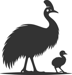 Vector bird cassowary black drawing animal silhouette