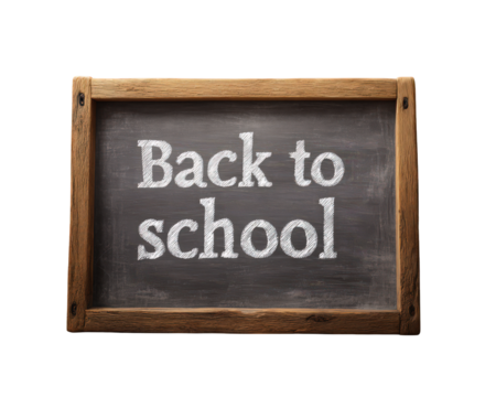 Back to school chalkboard with wooden frame isolated on transparency background education concept nostalgic and welcoming atmosphere classroom learning academic message