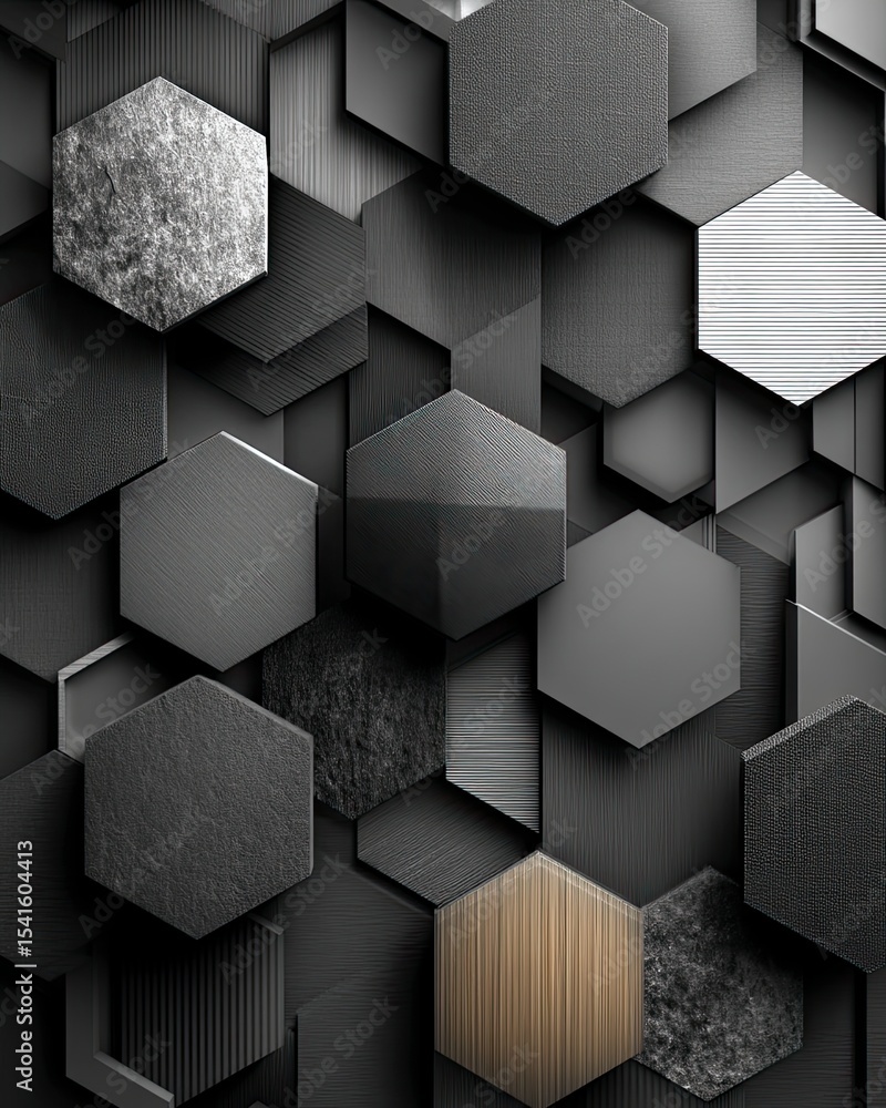Poster grayscale geometric hexagon pattern background