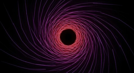 Swirling violet and crimson vortex lines into a dark abyss