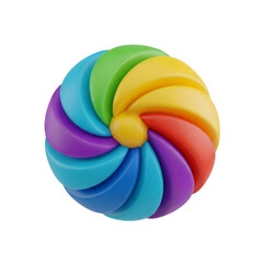 Obraz premium Colorful Abstract Pinwheel Illustration with Rainbow Gradient - 3D Render on Transparent Background, Creative Decorative Element for Design Projects