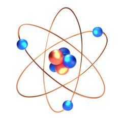 Colorful atomic model with orbiting electrons