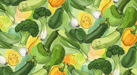 Verdant Veggie Vista An artful arrangement of fresh produce