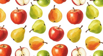 Vibrant apple and pear pattern a delicious fruity dance