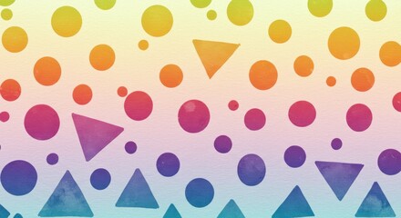 Vibrant gradient backdrop adorned with watercolor circles and triangles