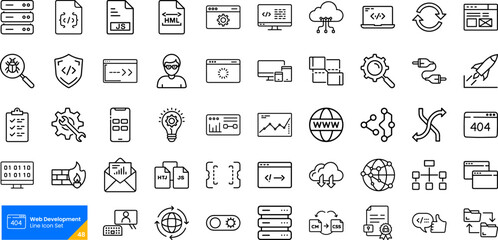 Web Development Line Icon Set – 48 Vector Icons