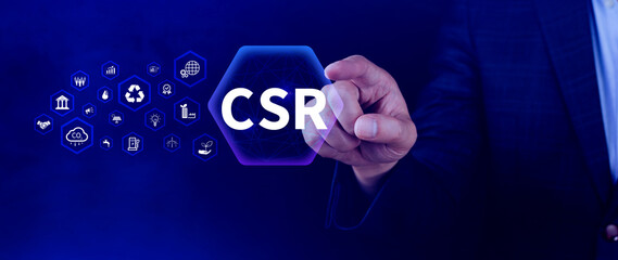 CSR, Corporate social Responsibility concept, global ecology, responsive business organization, environmental, sustainable and ethical business