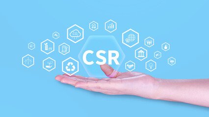 CSR, Corporate social Responsibility concept, global ecology, responsive business organization, environmental, sustainable and ethical business