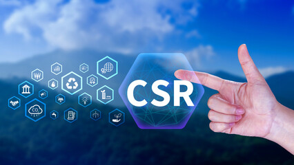 CSR, Corporate social Responsibility concept, global ecology, responsive business organization, environmental, sustainable and ethical business