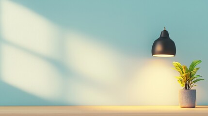 Black radiance from a small lamp illuminating a study desk, creating a productive and focused space.