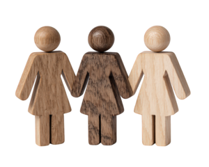 Wooden figurine person diversity unity friendship group isolated transparency background teamwork community. Three wooden person figurines holding hands symbolizing unity diversity and friendship
