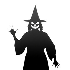  Witch's shadow on Halloween isolated on transparent or white background, png 