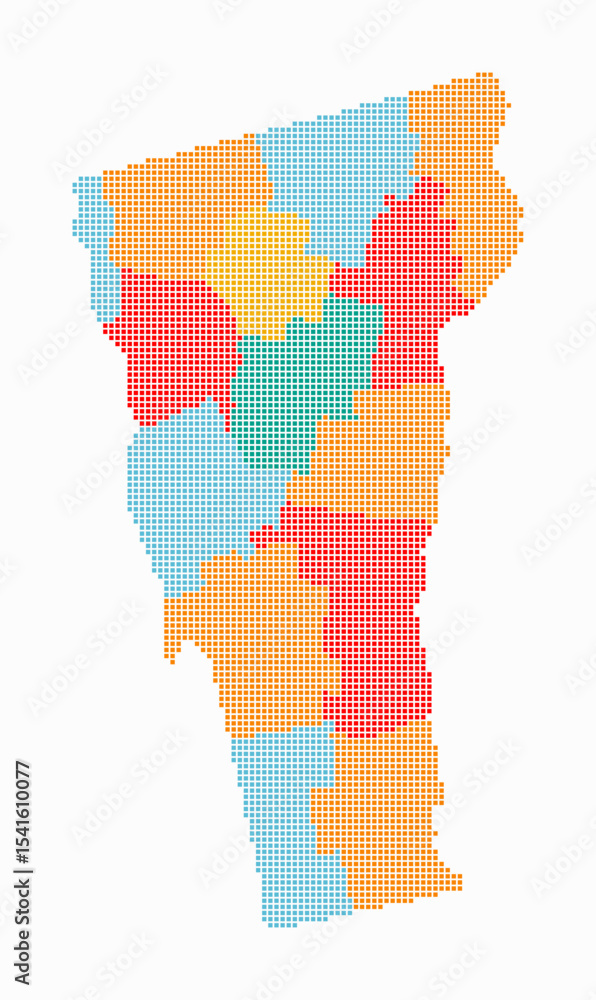 Poster vermont dotted map. digital style map of the state on white background. vermont shape with square do
