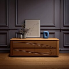 Modern wooden dresser in a stylish room