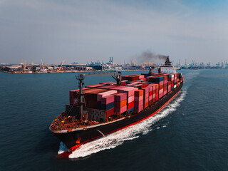 shipping logistic cargo container ship import export goods and distributing products to dealer and...