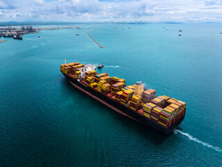 shipping logistic cargo container ship import export goods and distributing products to dealer and...