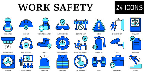 Set of Work Safety Icons or symbols Vector fully editable file.