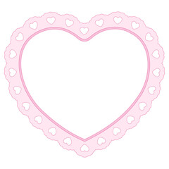 Heart scallop frame in coquette style isolated. Cute lace border for Valentine's Day cards, Wedding invitations.