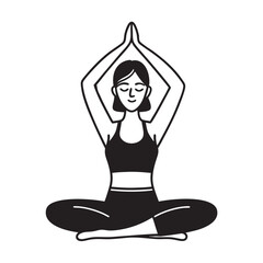 woman meditating in lotus pose – line drawing
