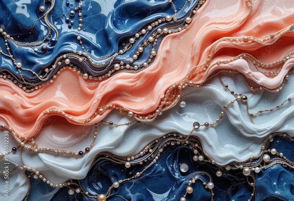 Poster vibrant abstract textures with waves and beads create a stunning background for screens